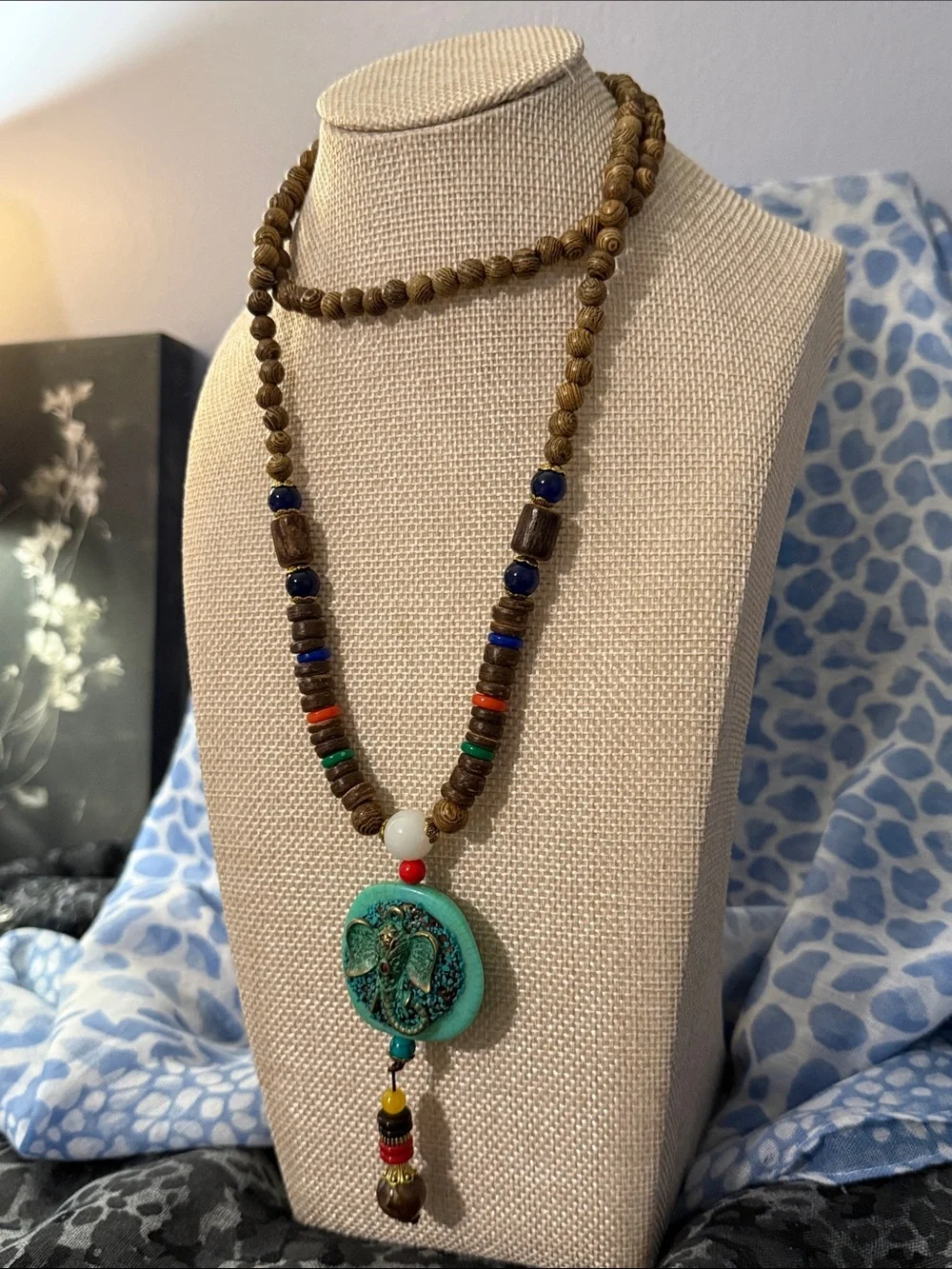 Bohemian Turquoise Elephant Pendant Bead Necklace - Women Jewelry